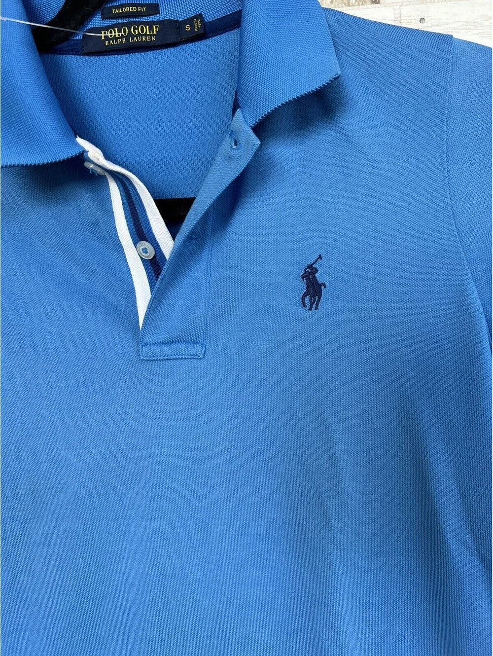 Ralph Lauren Golg Blue Pony Casual Polo Shirt Tailored Fit  Size S.